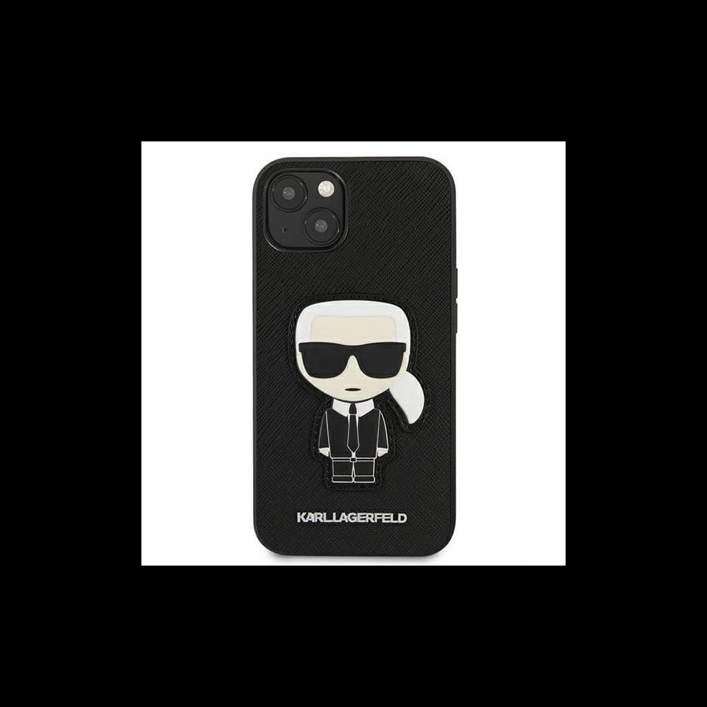 Karl Lagerfeld KLHCP13SOKPK Apple iPhone 13 mini black hardcase Saffiano Ikonik Karl`s Patch - 3