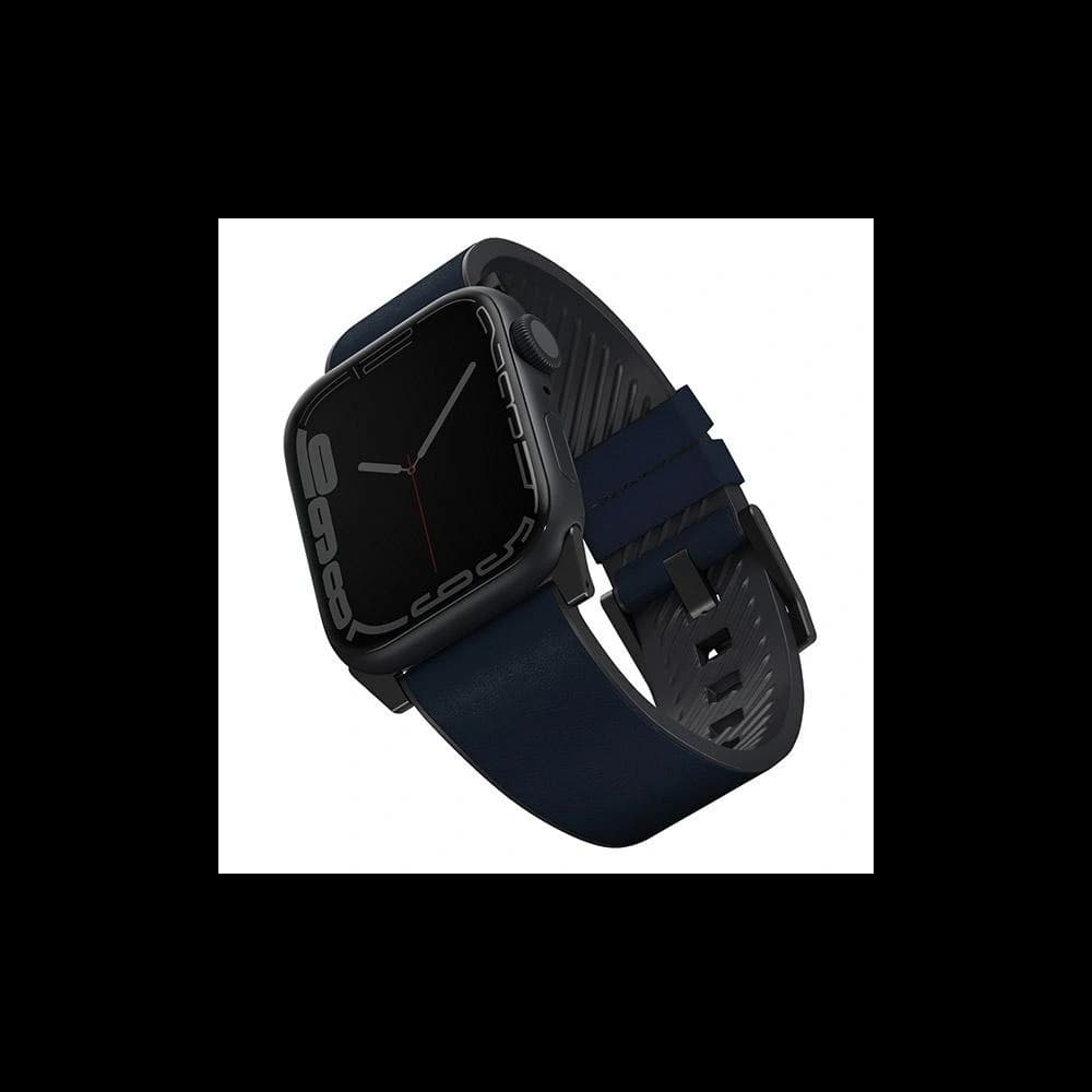 UNIQ Straden Apple Watch 4/5/6/7/SE/8/9/Ultra 44/45/49mm Leder Hybridarmband blau/blue - 1