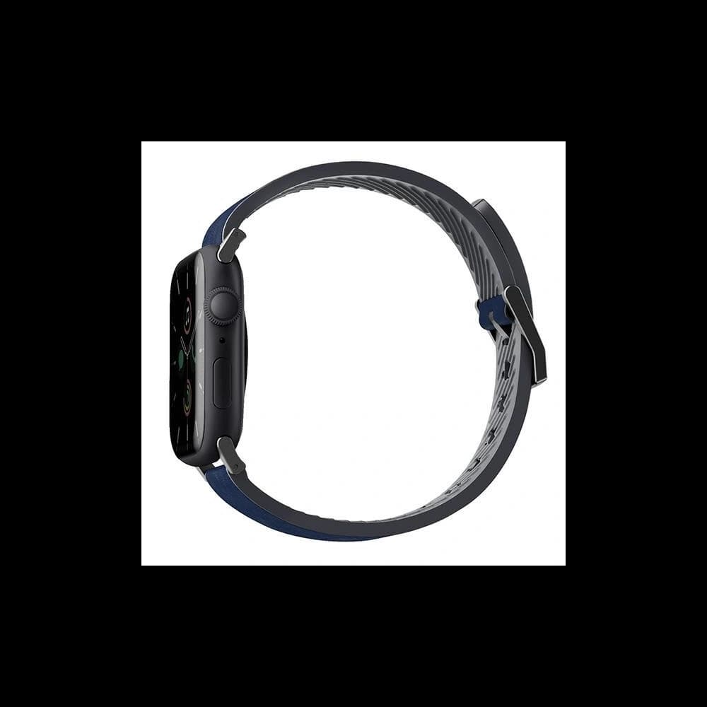 UNIQ Straden Apple Watch 4/5/6/7/SE/8/9/Ultra 44/45/49mm Leder Hybridarmband blau/blue - 2