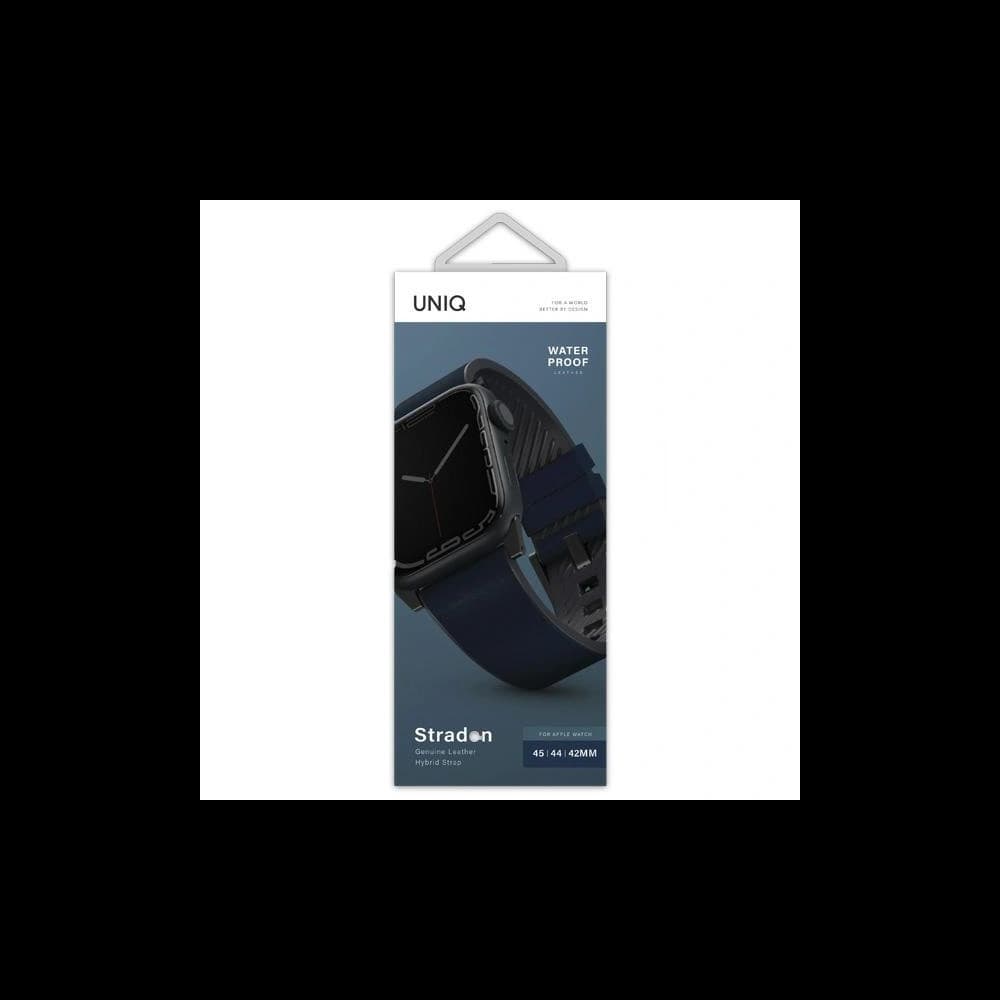 UNIQ Straden Apple Watch 4/5/6/7/SE/8/9/Ultra 44/45/49mm Leder Hybridarmband blau/blue - 3