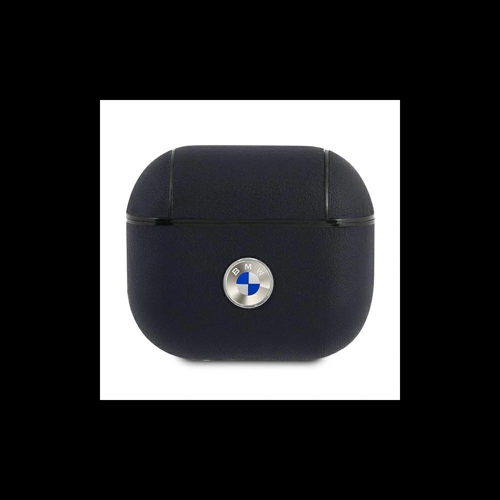 Case BMW BMA3SSLNA Apple AirPods 3 Hülle navy Echtes Leder Silbernes Logo - 1
