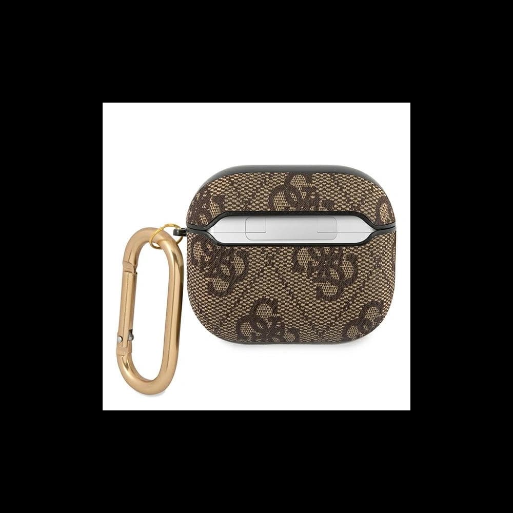 Etui Guess GUA34GSMW Apple AirPods 3 brązowy/brown 4G Script Metal Collection - 2