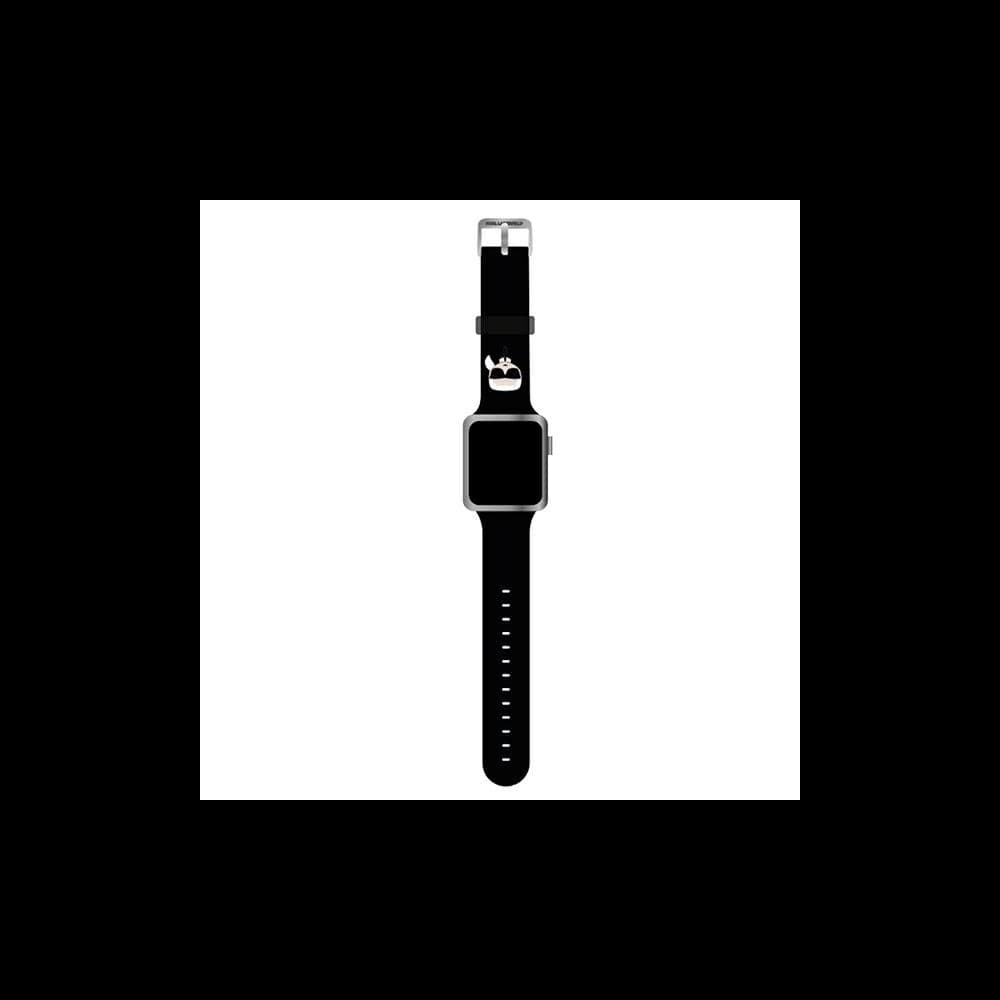 Belt Karl Lagerfeld KLAWLSLKK Apple Watch 4/5/6/7/SE/8/9/Ultra 44/45/49mm czarny/black strap Silicone Karl Heads - 1