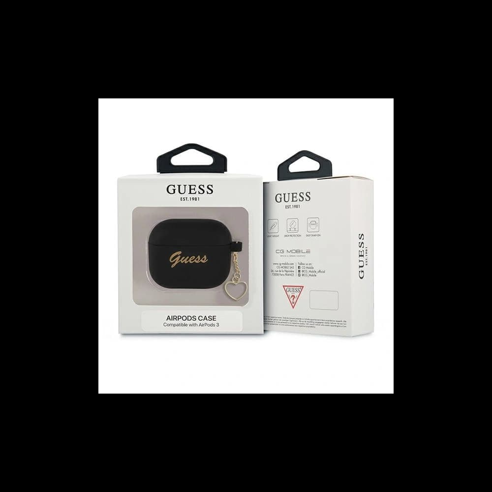Case Guess GUA3LSCHSK Apple AirPods 3 schwarz/schwarz Silikon Charm Herz Kollektion - 3