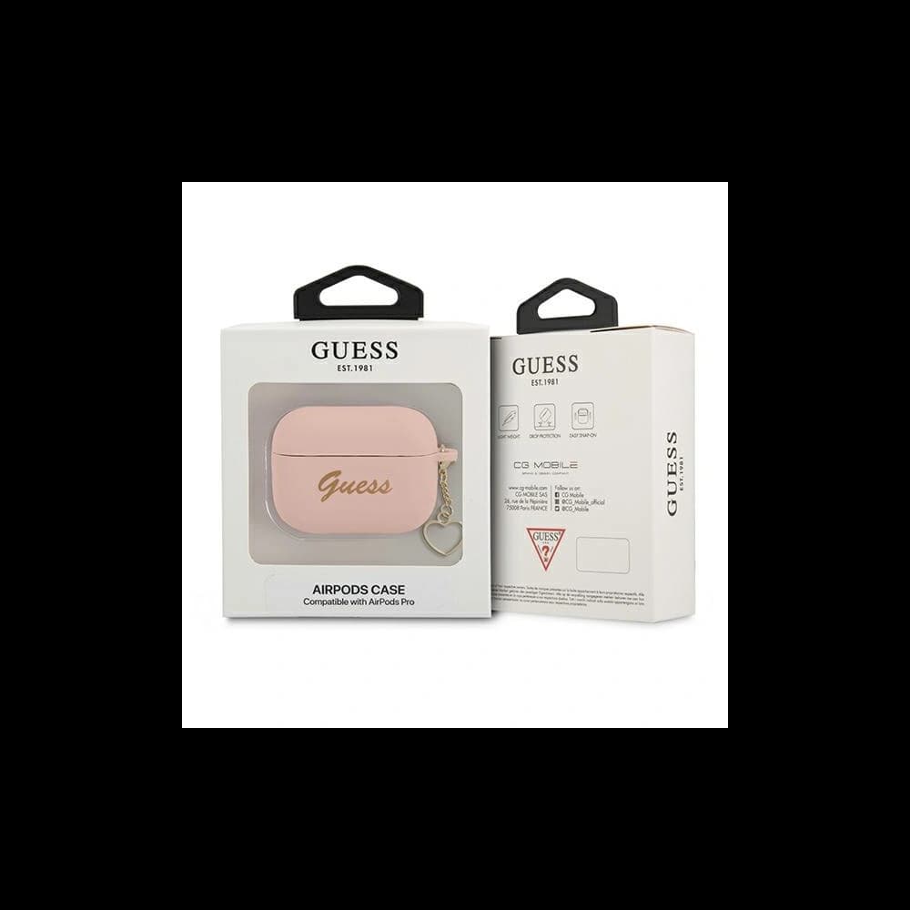 Etui Guess GUAPLSCHSP Apple AirPods Pro różowy/pink Silicone Charm Heart Collection - 3