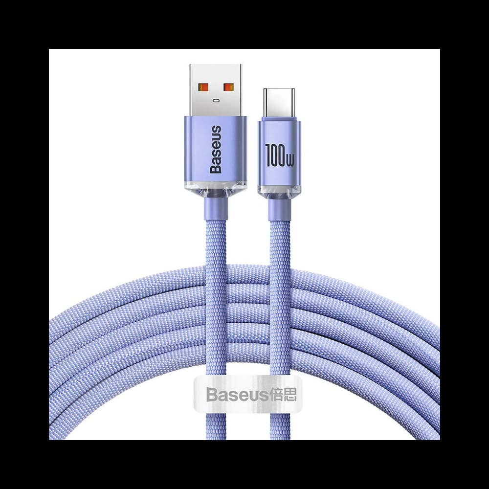 Baseus Crystal cable USB to USB-C, 100W, 2m (purple) - 1
