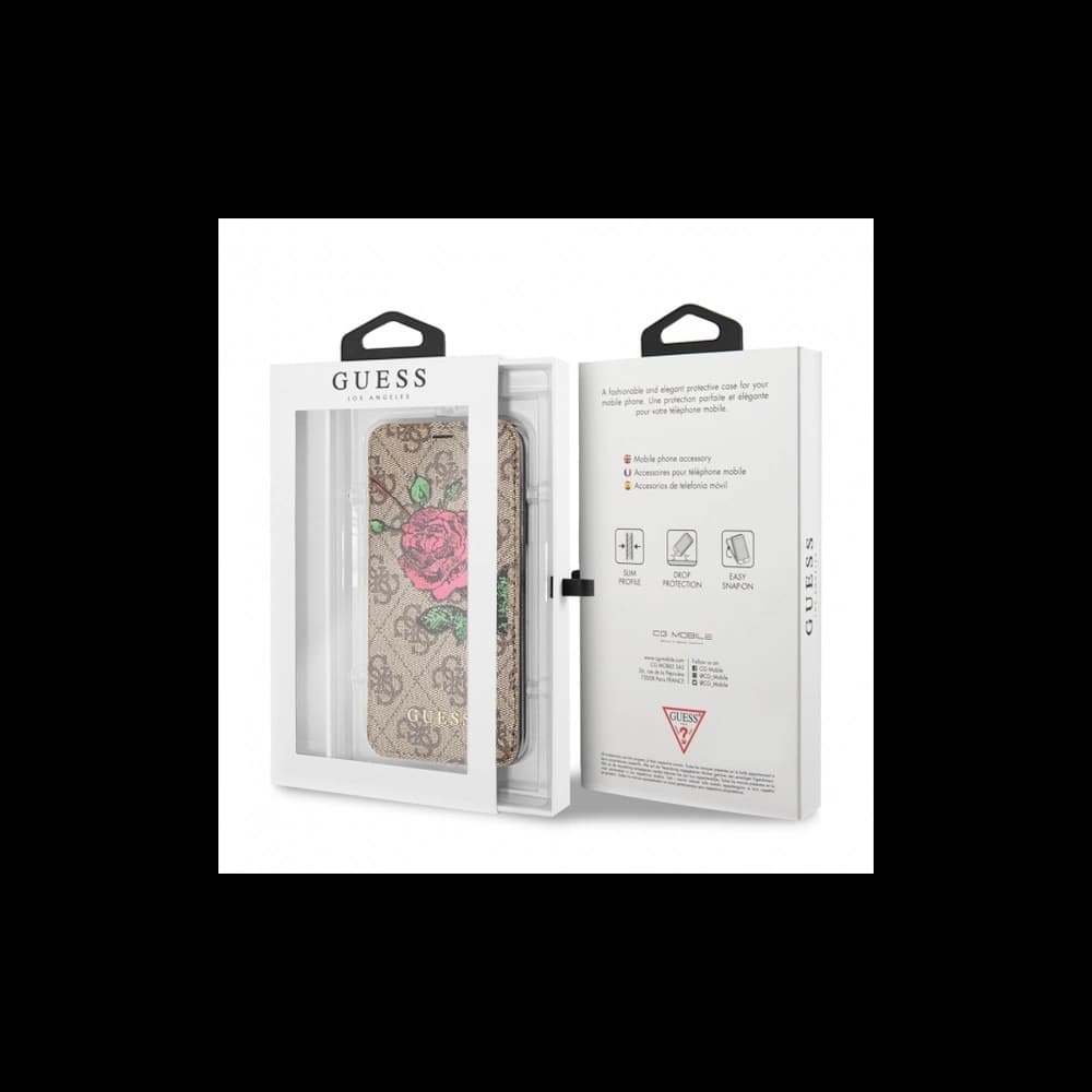 Guess GUFLBKI84GROB Apple iPhone 8/7 brown book 4G Flower Desire - 4