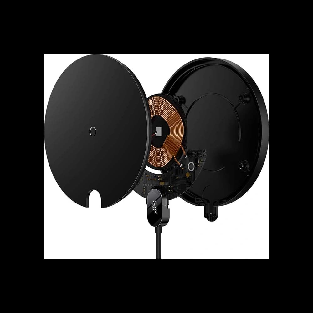 Inductive wireless charger Baseus Digital LED 15W (black) - 4