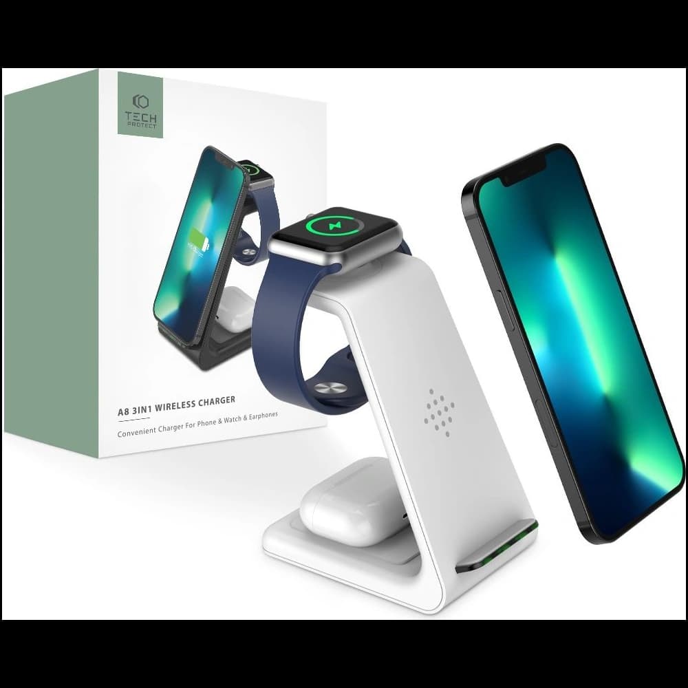 Tech-Protect A8 3in1 Wireless Charger White - 1