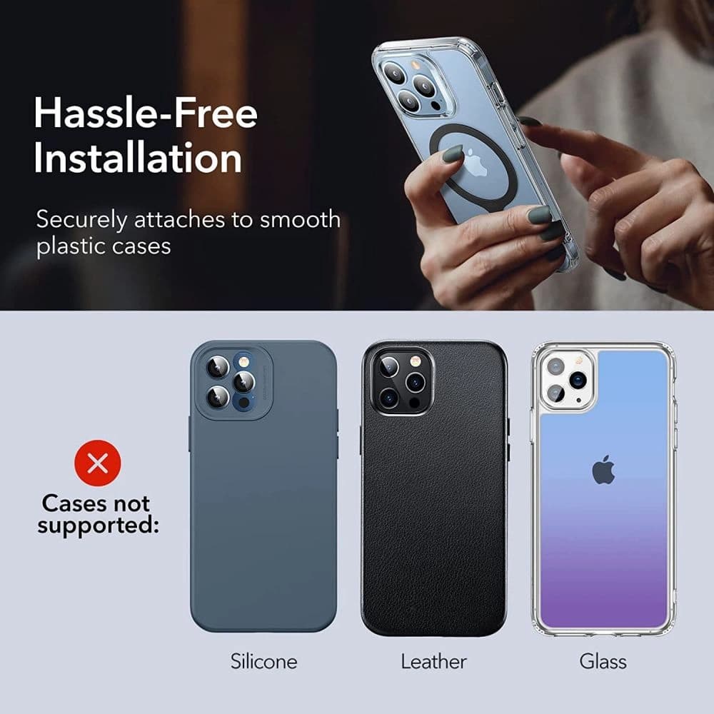 Magnetic rings ESR Halolock MagSafe Universal Magnetic Ring Black [2 PACK] - 6