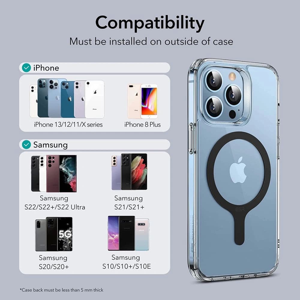 Magnetic rings ESR Halolock MagSafe Universal Magnetic Ring Black [2 PACK] - 9