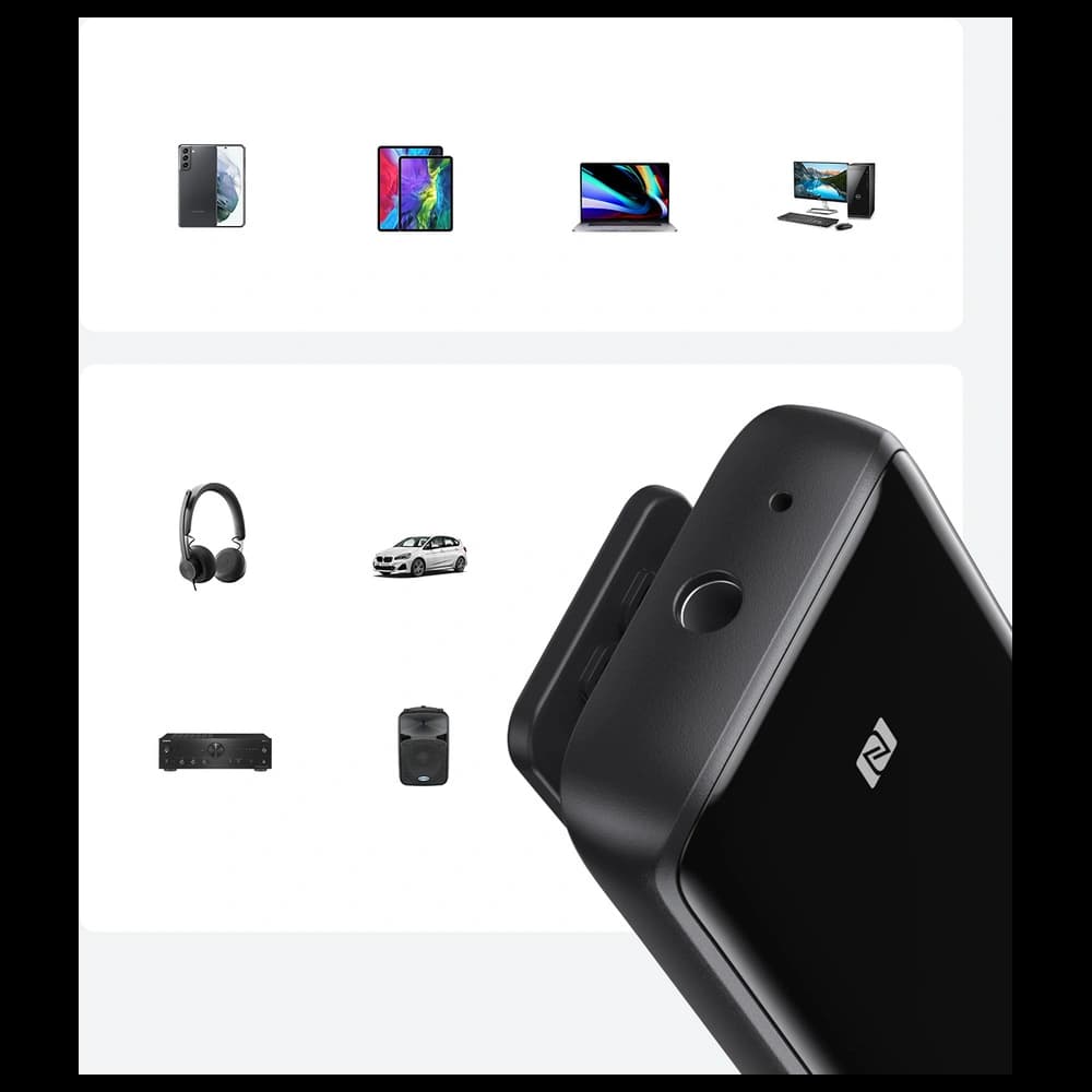 UGREEN CM402 Bluetooth 5.0 audio receiver aptX HD DAC SBC 3.5mm mini headphone jack sound card black - 2