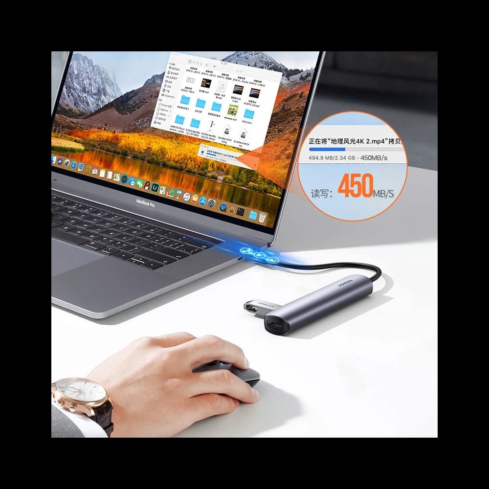 UGREEN CM417 adapter USB Type C - HDMI / 4 x USB gray - 9