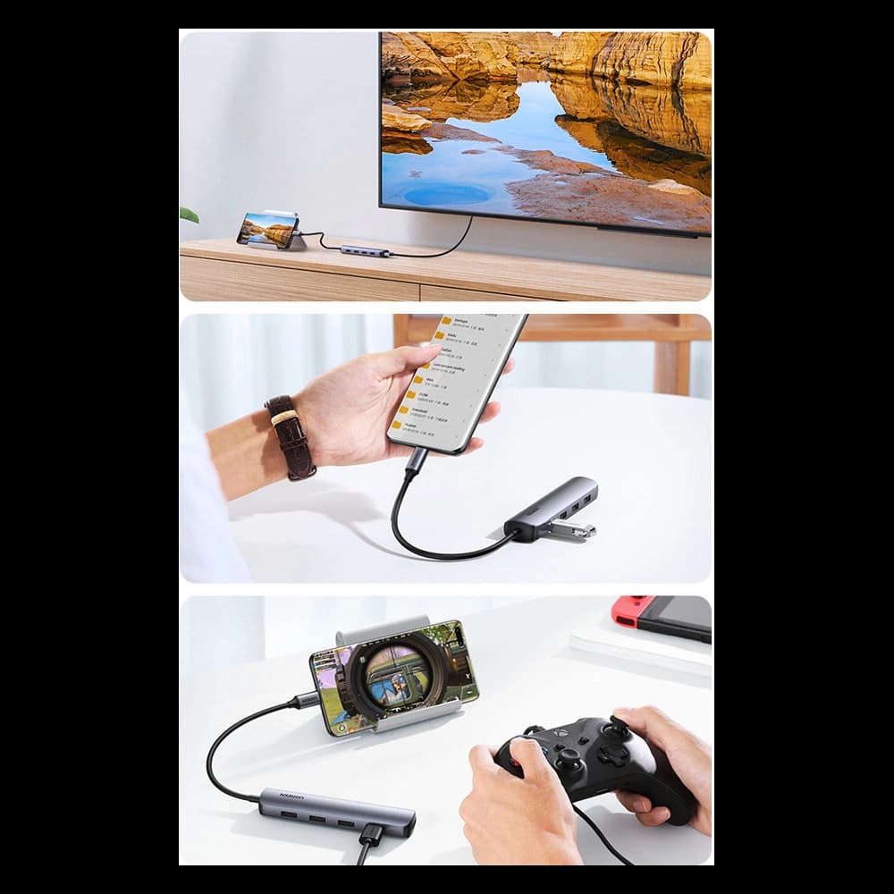 UGREEN CM417 adapter USB Type C - HDMI / 4 x USB gray - 10