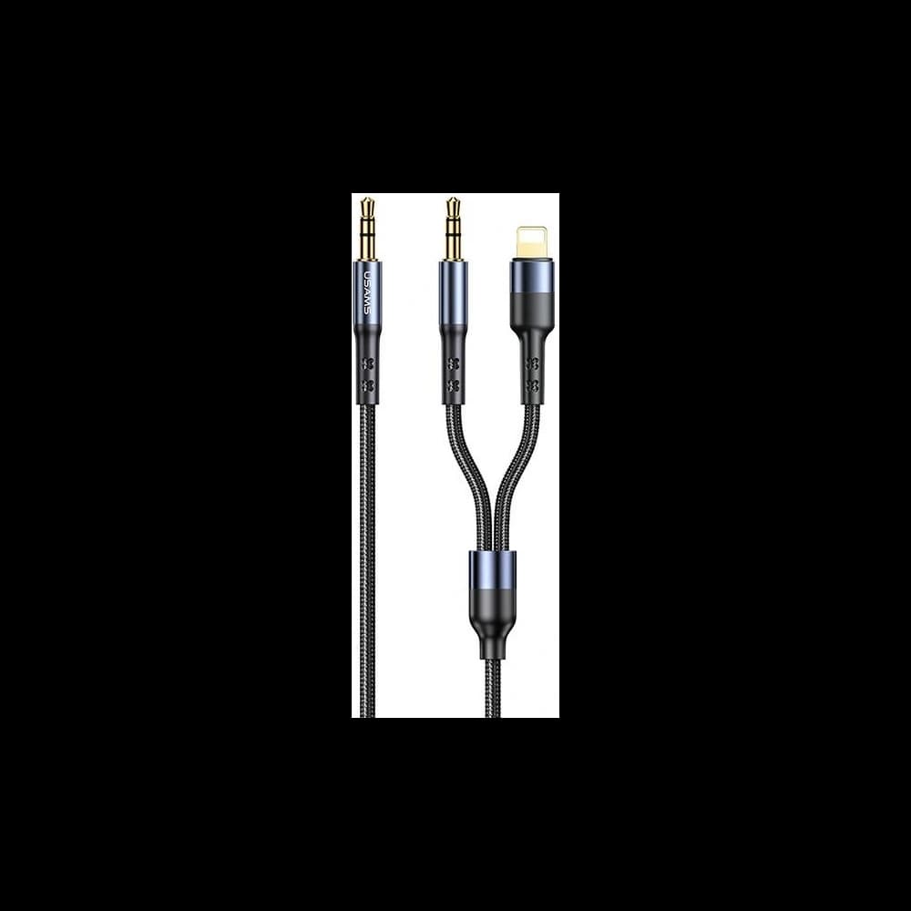 Kabel pleciony USAMS 2w1 1,2m Fast Charge (Lightning/Jack 3,5mm na Jack 3,5mm) SJ554YP01 - 1