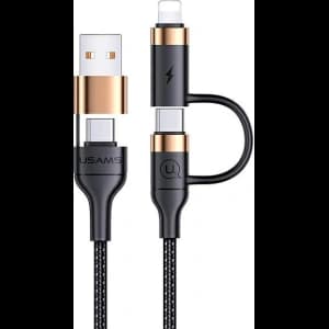 Kabel pleciony USAMS U62 2xUSB-C/USB-A /lightning 1,2m PD Fast Charge czarny/black SJ483USB01