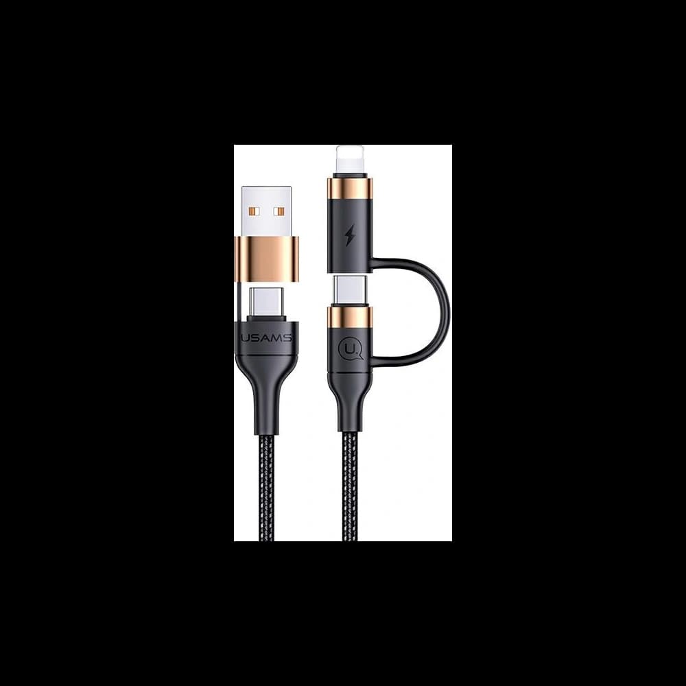 Kabel pleciony USAMS U62 2xUSB-C/USB-A /lightning 1,2m PD Fast Charge czarny/black SJ483USB01 - 1