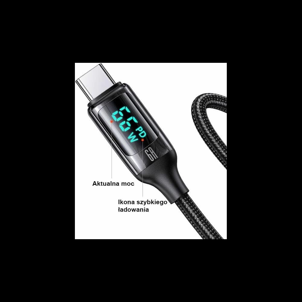 Kabel împletit USAMS U78 USB-C 1.2m LED 6A Încărcare rapidă alb/white SJ544USB02 - 3