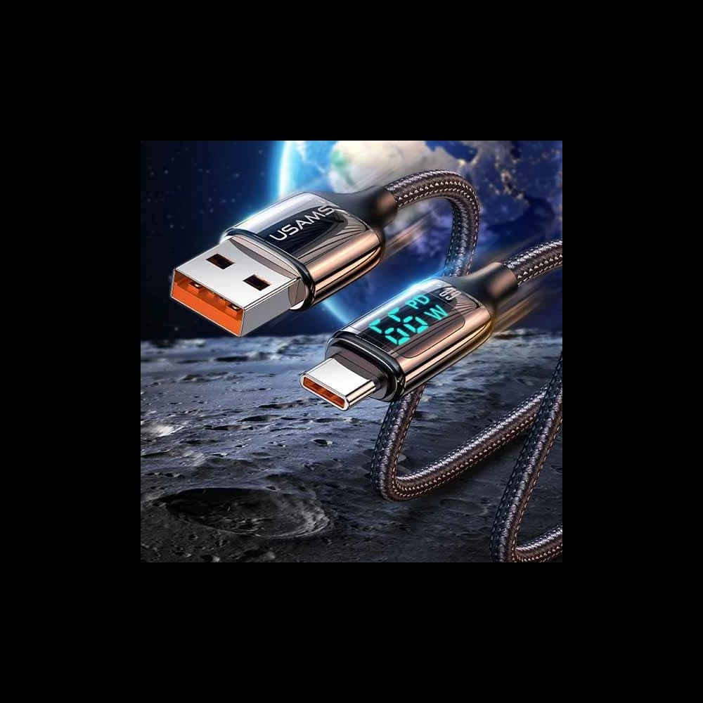 Kabel împletit USAMS U78 USB-C 1.2m LED 6A Încărcare rapidă alb/white SJ544USB02 - 5