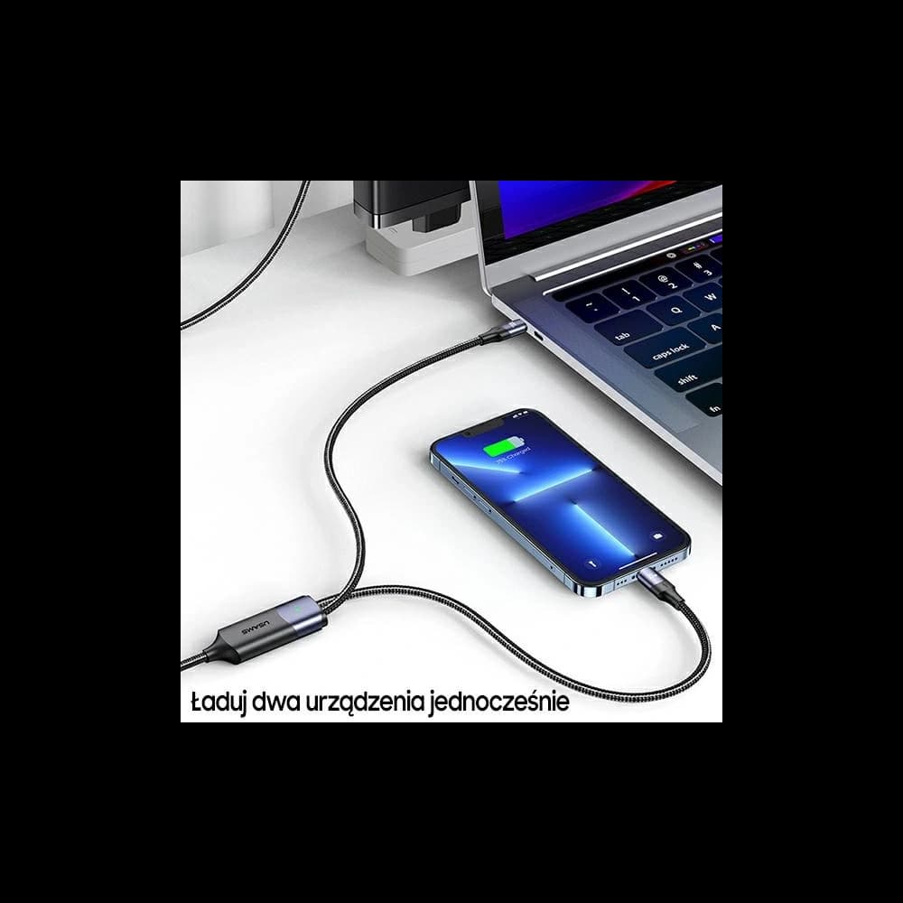 Kabel USAMS U71 USB-C/ Lighning na USB-C 1,2m 100W PD Fast Charge czarny/black SJ550USB01 - 3