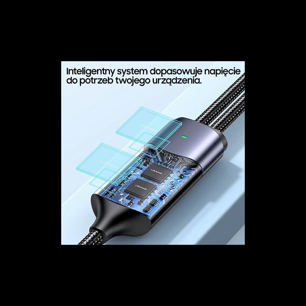 Kabel USAMS U71 USB-C/ Lighning na USB-C 1,2m 100W PD Fast Charge czarny/black SJ550USB01 - 6