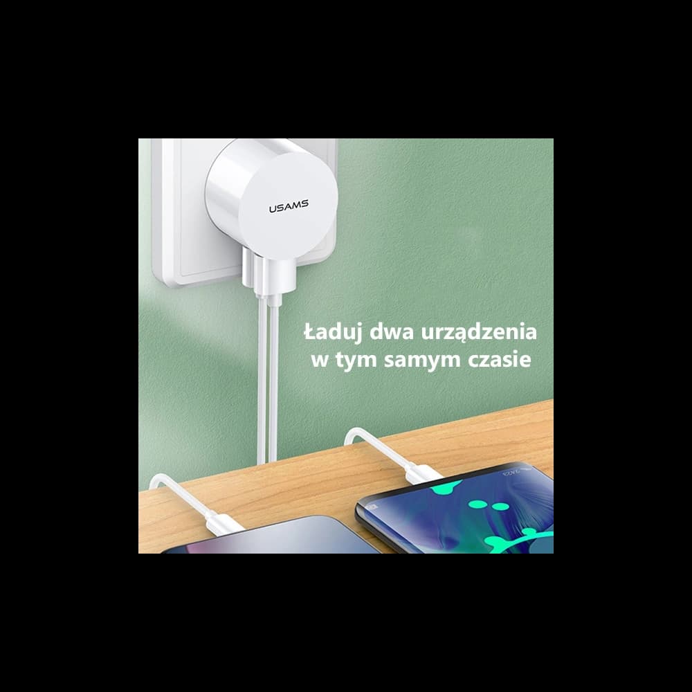 USAMS T20 2xUSB 2,1A kör alakú fehér/white Gyors Töltő CC80TC01 - 3
