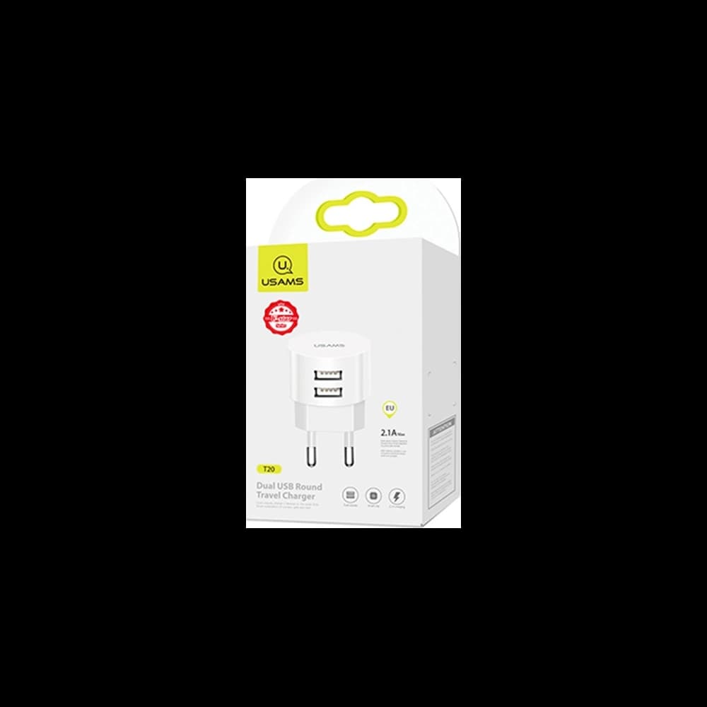 USAMS T20 2xUSB 2,1A kör alakú fehér/white Gyors Töltő CC80TC01 - 4