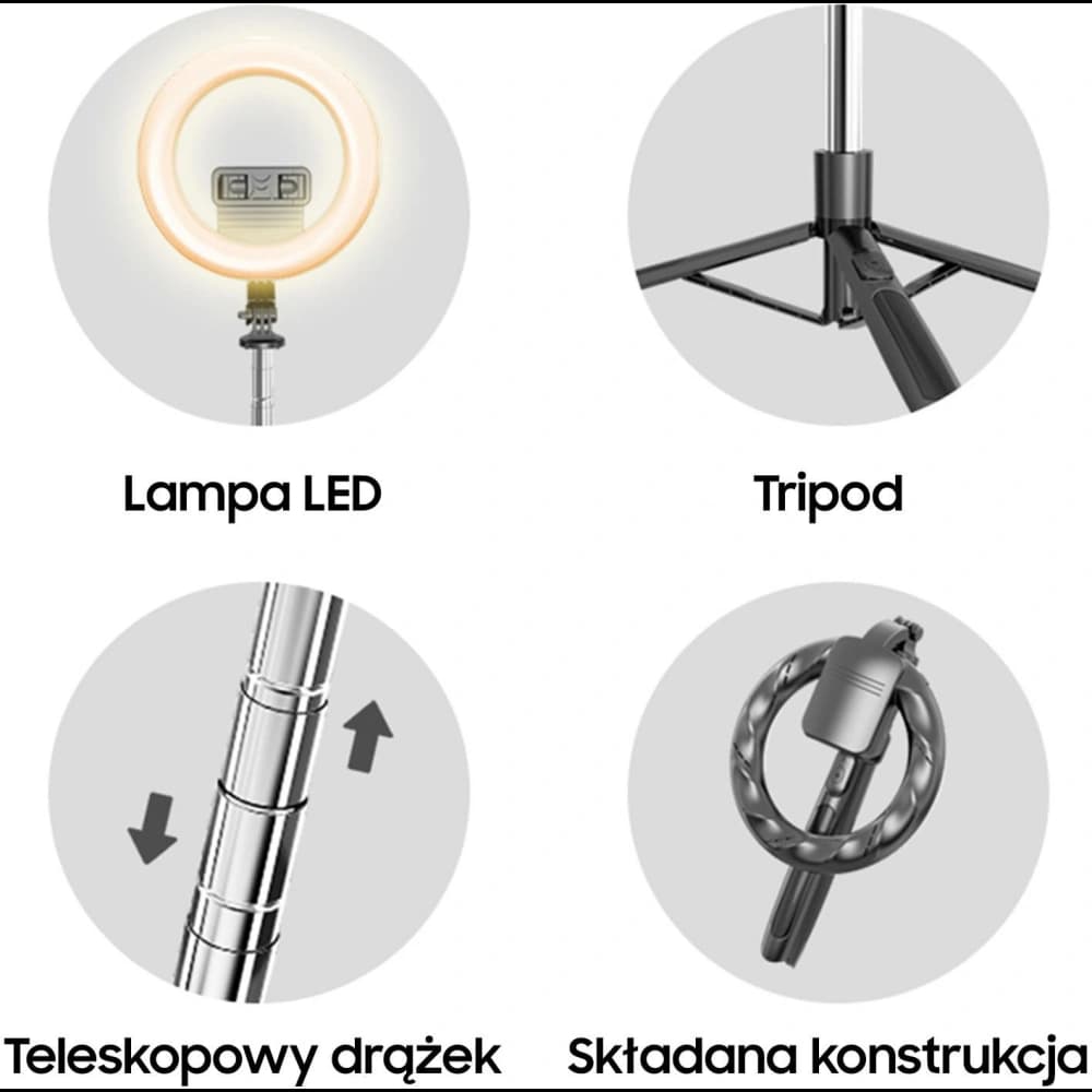 USAMS Stativ für Telefon mit LED-Lampe, schwarz/black ZB241ZJ01 - 6