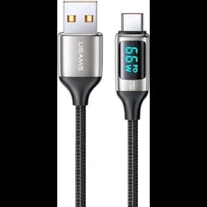 Kabel geflochten USAMS U78 USB-C 1.2m LED 6A Schnellladung weiß/white SJ544USB02