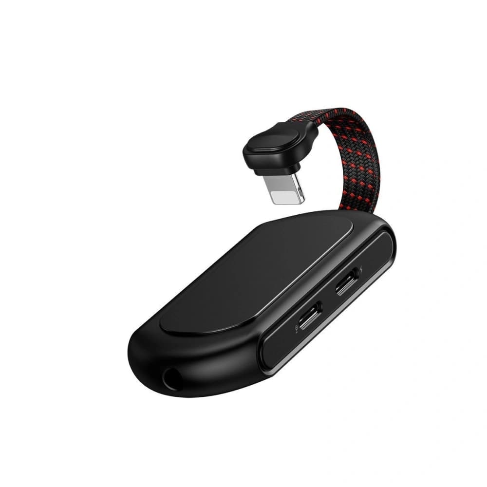 [OUTLET] Audio-Adapter Baseus GAMO L47 Lightning auf Mini Jack 3.5mm und 2x Lightning, RGB, 18W, DAC (schwarz) - 3