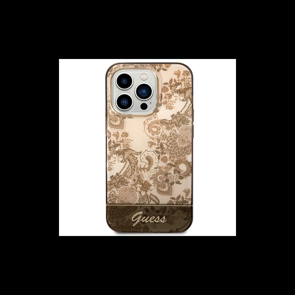 Etui Guess GUHCP14LHGPLHC Apple iPhone 14 Pro ochre hardcase Porcelain Collection - 3