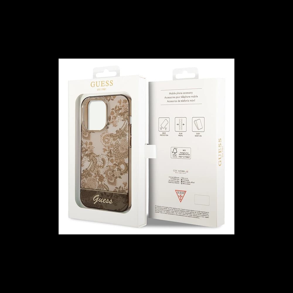 Etui Guess GUHCP14LHGPLHC Apple iPhone 14 Pro ochre hardcase Porcelain Collection - 8