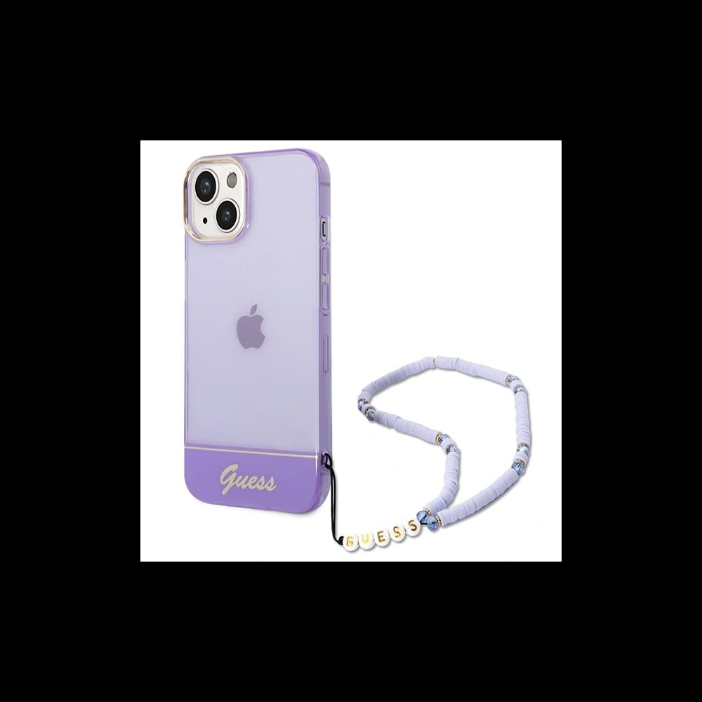 Etui Guess GUHCP14SHGCOHU Apple iPhone 14 fioletowy/purple hardcase Translucent Pearl Strap - 1