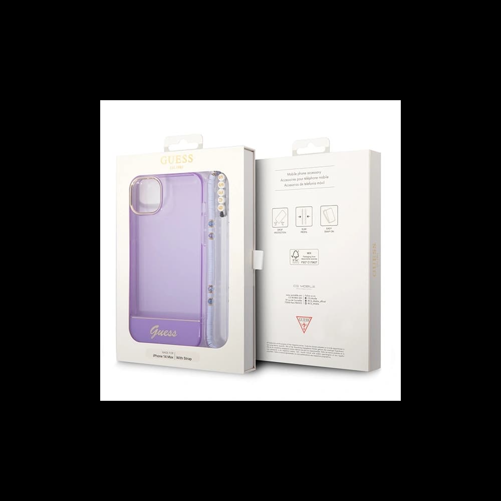 Etui Guess GUHCP14SHGCOHU Apple iPhone 14 fioletowy/purple hardcase Translucent Pearl Strap - 7