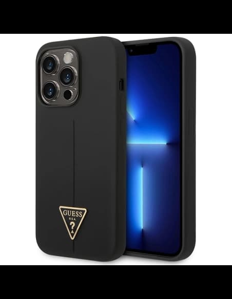Guess GUHCP14XSLTGK Apple iPhone 14 Pro Max black hardcase Silicone Triangle