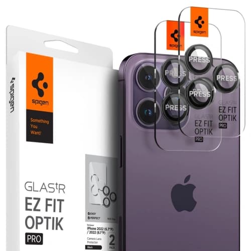 Edzett üveg Spigen Optik.tr ez Fit Camera Protector Apple iPhone 14 Pro / 14 Pro Max / 15 Pro / 15 Pro Max / 16 Pro / 16 Pro Max / 17 Pro / 17 Pro Max Fekete [2 PACK]
