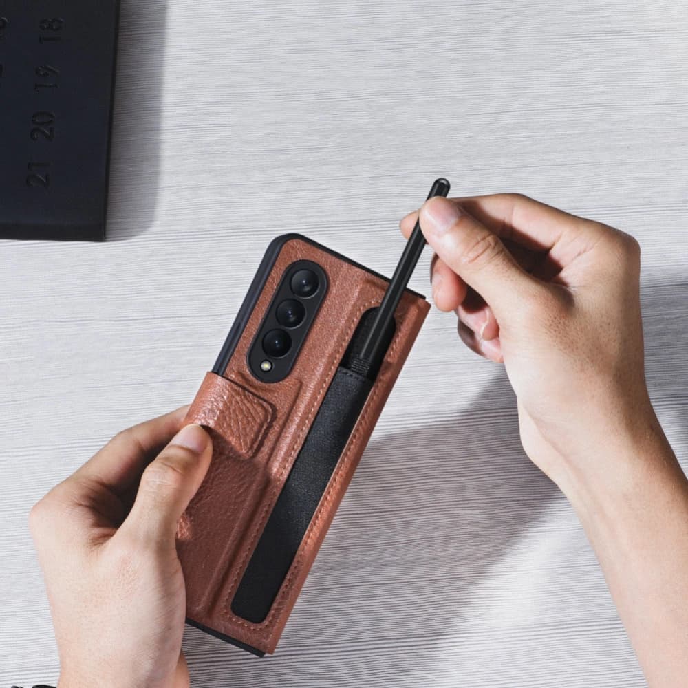 Etui Nillkin Aoge Leather Samsung Galaxy Z Fold 3 hnědý - 14