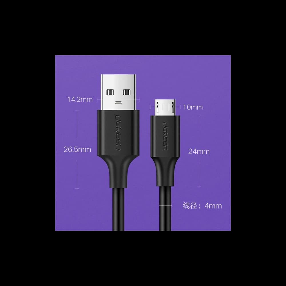 Kabel UGREEN US289 USB/microUSB 2,4A 480Mbps 1,5m černý - 19