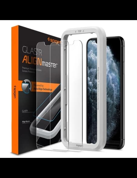 Szkło hartowane Spigen GLAS.tR Slim AlignMaster Apple iPhone 11 Case Friendly 2 Pack