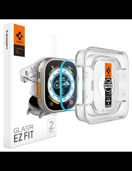 Szkło hartowane Spigen GLAS.tR ez Fit Apple Watch Ultra 1 / 2 / 3 49mm Clear [2 PACK]