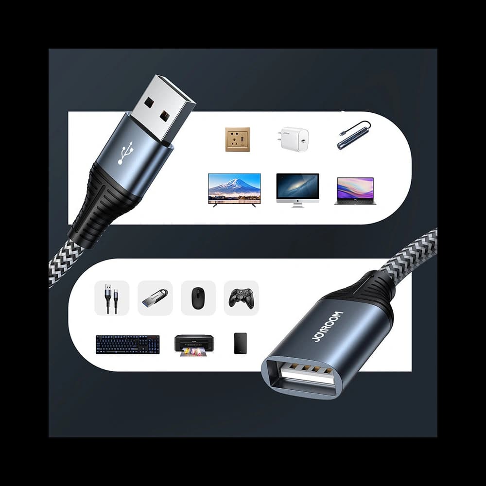 Joyroom USB 2.0 (female) - USB (male) Extension Cable 2m grey (S-2030N13 grey) - 6