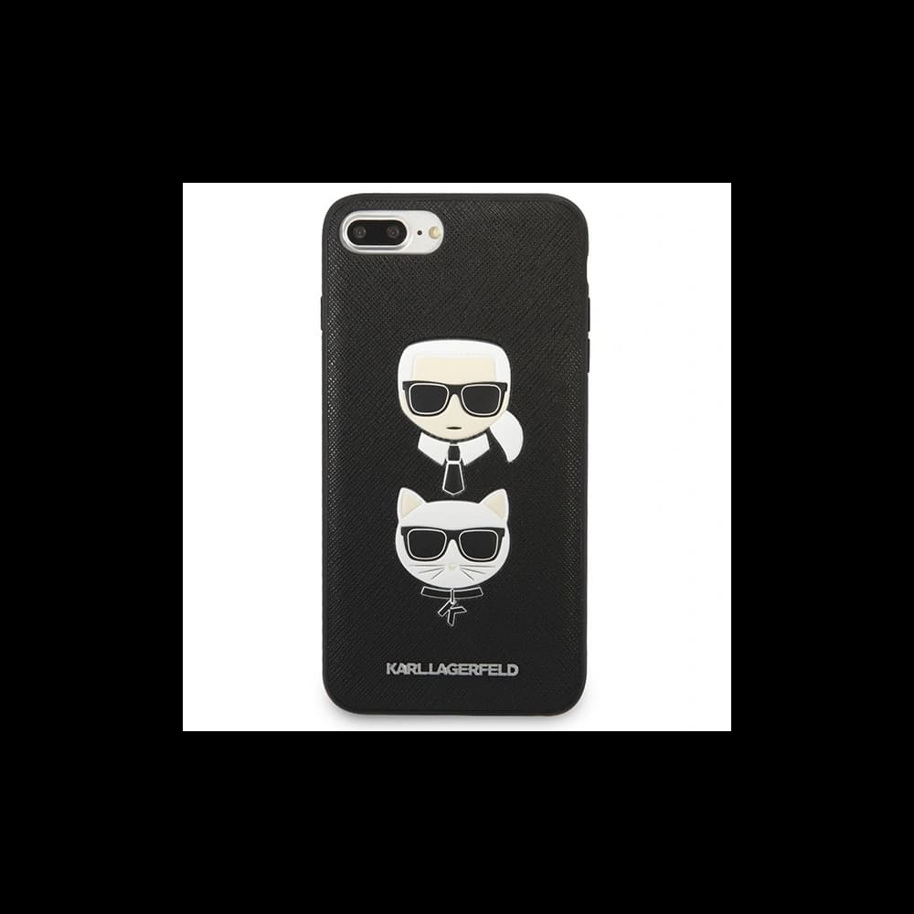 Karl Lagerfeld KLHCI8LSAKICKCBK Apple iPhone 8/7 Plus black hardcase Saffiano Ikonik Karl&Choupette Head - 3