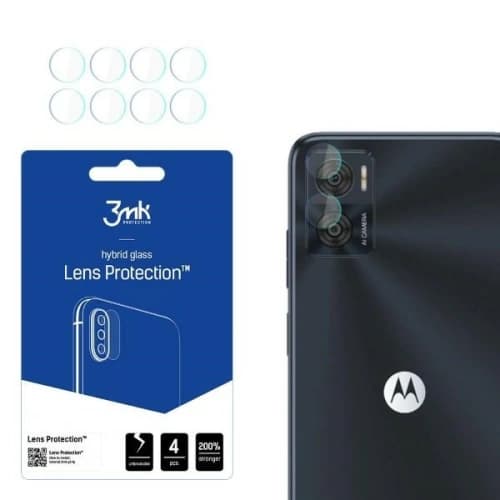 Hybriertes Glas für die Kameraobjektiv 3MK Lens Protect Motorola Moto E22 [4 PACK]
