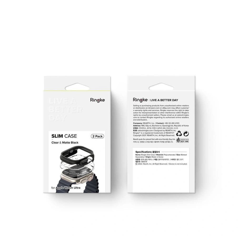 Etui Ringke Slim Apple Watch Ultra 1 / 2 / 3 49mm Clear & Matte Black [2 PACK] - 12