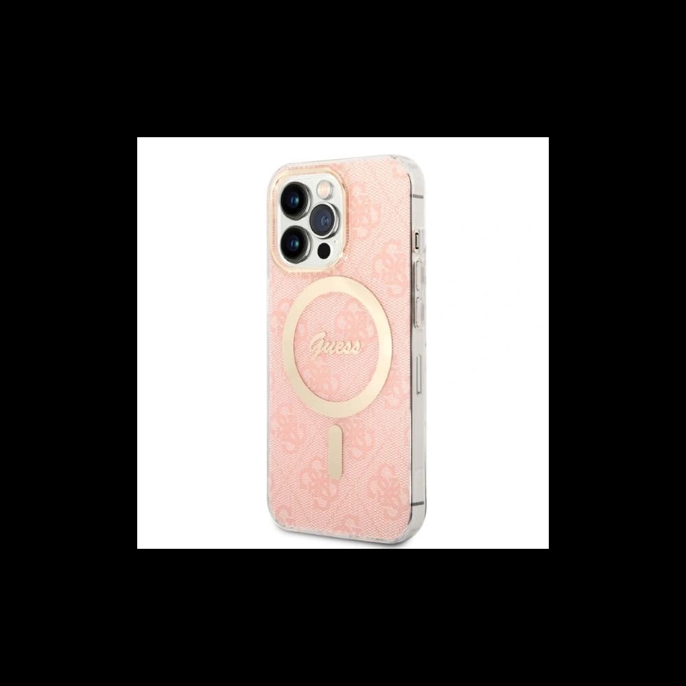 Guess GUBPP13LH4EACSP Case + Wireless Charger Apple iPhone 13 Pro pink hard case 4G Print MagSafe - 2