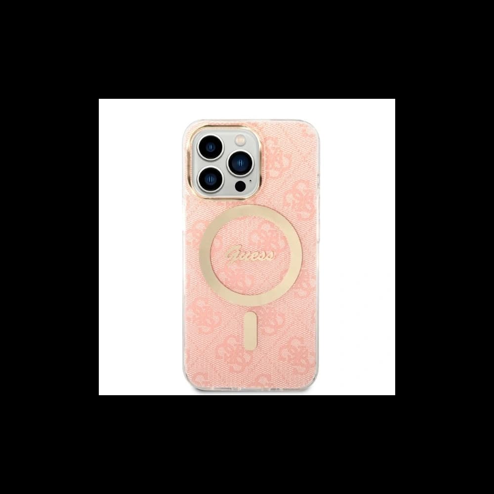 Guess GUBPP13LH4EACSP Case + Wireless Charger Apple iPhone 13 Pro pink hard case 4G Print MagSafe - 3