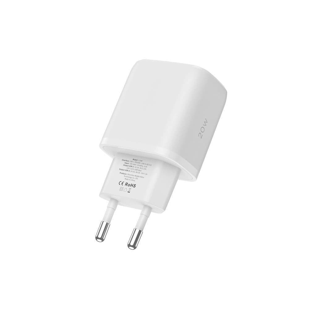 Netzteil Tech-Protect C20W 2-Port Netzwerk-Ladegerät PD 20W QC 3.0 + USB-C Kabel Weiß - 5