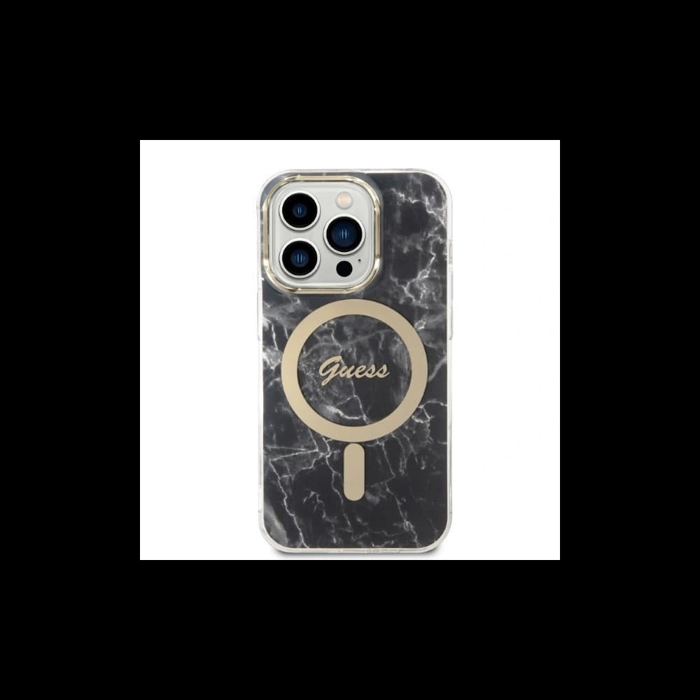 Zestaw Guess etui + ładowarka bezprzewodowa GUBPP14XHMEACSK Apple iPhone 14 Pro Max czarny/black hard case Marble MagSafe - 3