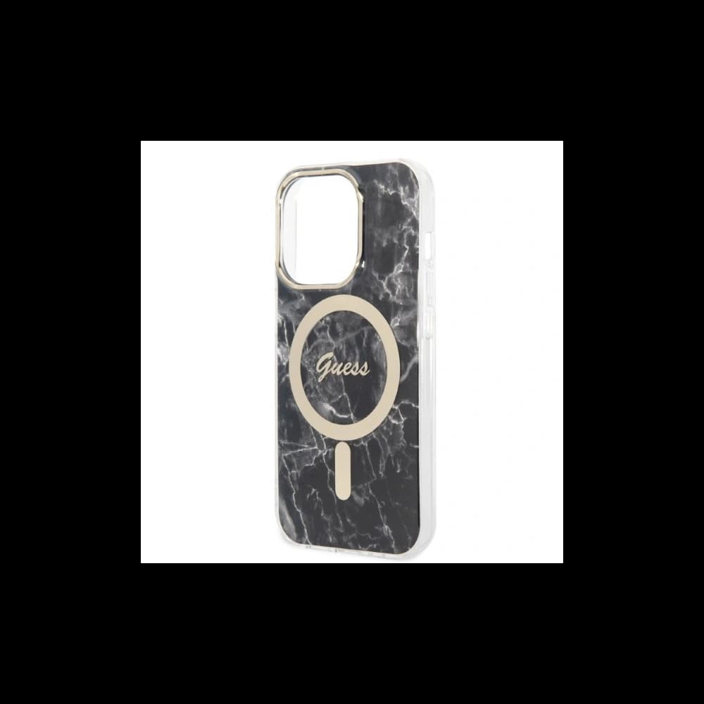 Zestaw Guess etui + ładowarka bezprzewodowa GUBPP14XHMEACSK Apple iPhone 14 Pro Max czarny/black hard case Marble MagSafe - 6