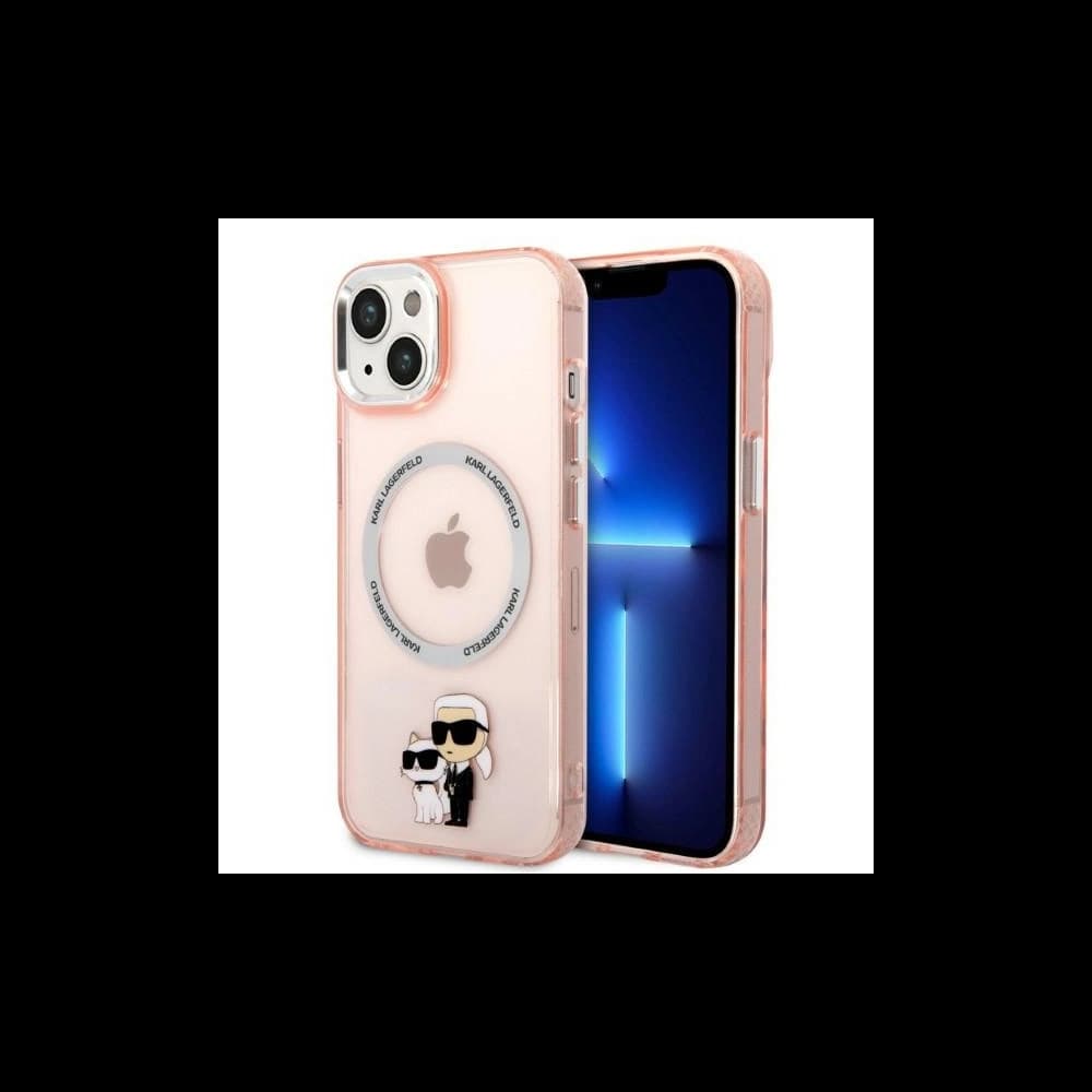 Case Karl Lagerfeld KLHMP14MHNKCIPApple iPhone 14 Plus / 15 Plus Hardcase rosa/pink Iconic Karl&Choupette Magsafe - 1